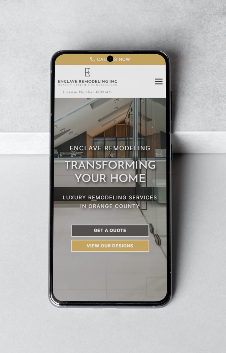 enclave remodeling website on a mobile